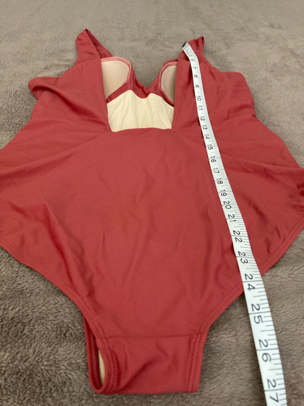 Womens One-Piece Swimsuit in Rust with Ring Detail - Picture 4 of 8